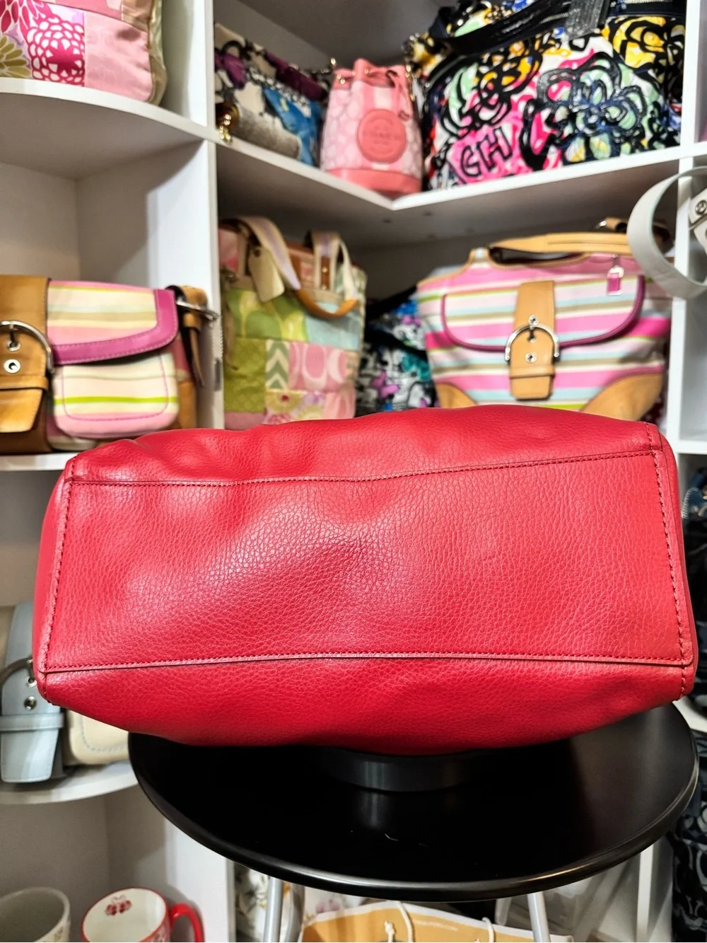 Coach Red Derby Leather Tote Bag - Picture 7 of 11